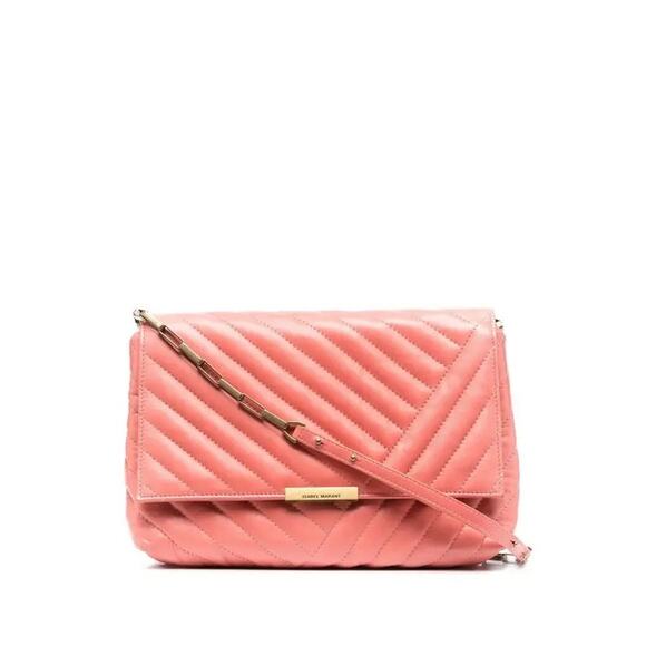 Isabel Marant Merine Leather Crossbody Bag ~ Bubblegum - Picture 1 of 10